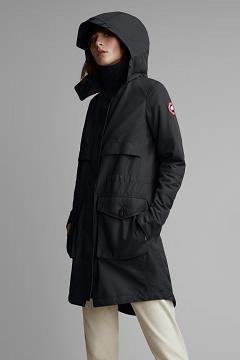 Chamarras Canada Goose Mujer Outlet - Cavalry Trench Rompevientos Negros LW4297386
